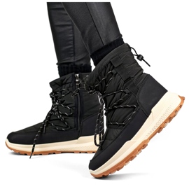 Botas de nieve deportivas negras, zapatos de invierno con cordones y aislamiento para mujer con suela plana negro 5
