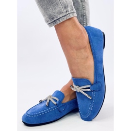Mocasines de mujer de ante con lazo, azul 3