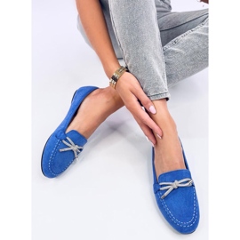 Mocasines de mujer de ante con lazo, azul 5