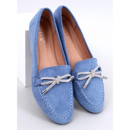 Mocasines de mujer de ante con lazo, azul 1