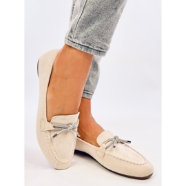 Mocasines de mujer de ante con lazo, beige 2