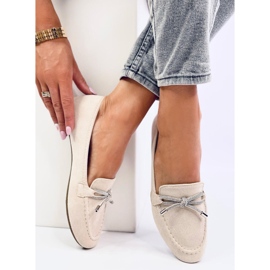 Mocasines de mujer de ante con lazo, beige 5