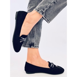 Mocasines de mujer de ante con lazo, negro 4