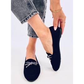Mocasines de mujer de ante con lazo, negro 3