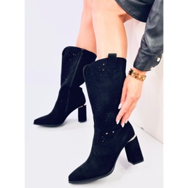 Botas de mujer con tacón calado, negro 2