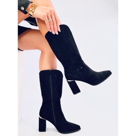Botas de mujer con tacón calado, negro 1