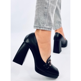Zapatos de mujer de tacón con adorno, negro. 5