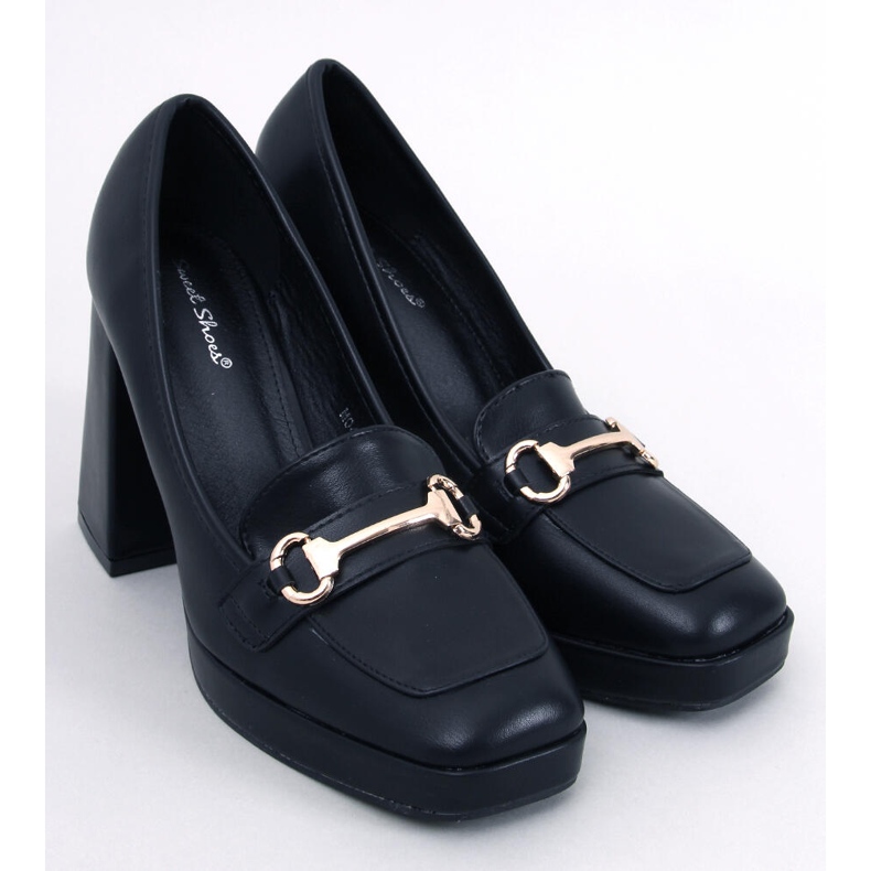 Zapatos de mujer de tacón con adorno, negro. 1