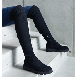 Botas largas negras con parte superior flexible y suela plana. negro 3
