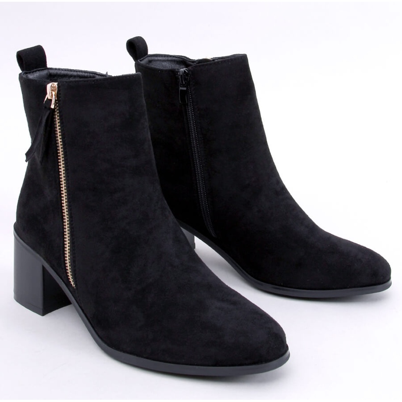 Botas de tacón en ante ecológico, negro 1 Botas de tacón en ante ecológico, negro 1