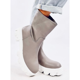 Botines de mujer con pala recta, gris 5
