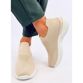 Zapatillas deportivas tipo calcetín para mujer, beige. 1