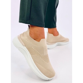Zapatillas deportivas tipo calcetín para mujer, beige. 4