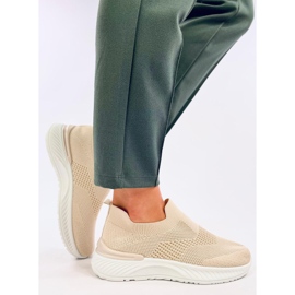 Zapatillas deportivas tipo calcetín para mujer, beige. 3