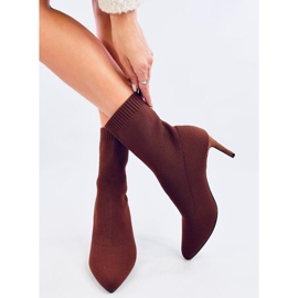 Botas calcetín stilettos mujer marrón 4