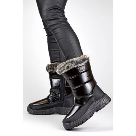 Botas de nieve de mujer con pelo y cremallera, negras N1612B negro 1