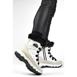 Botas de nieve de mujer con pelo y cremallera, blanco 9093W 3