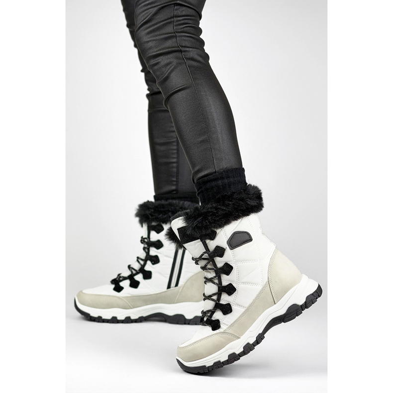 Botas de nieve de mujer con pelo y cremallera, blanco 9093W 1