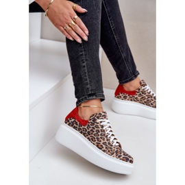 Zazoo Zapatillas Plataforma Piel Leopardo Leopardo 3346 Marrón-Rojo 7