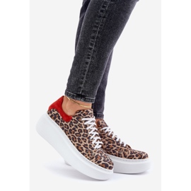 Zazoo Zapatillas Plataforma Piel Leopardo Leopardo 3346 Marrón-Rojo 1