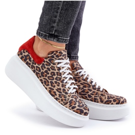 Zazoo Zapatillas Plataforma Piel Leopardo Leopardo 3346 Marrón-Rojo 10