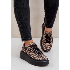 Deportivas Plataforma Piel Leopardo Leopardo Zazoo 3346 Marrón-Negro 3