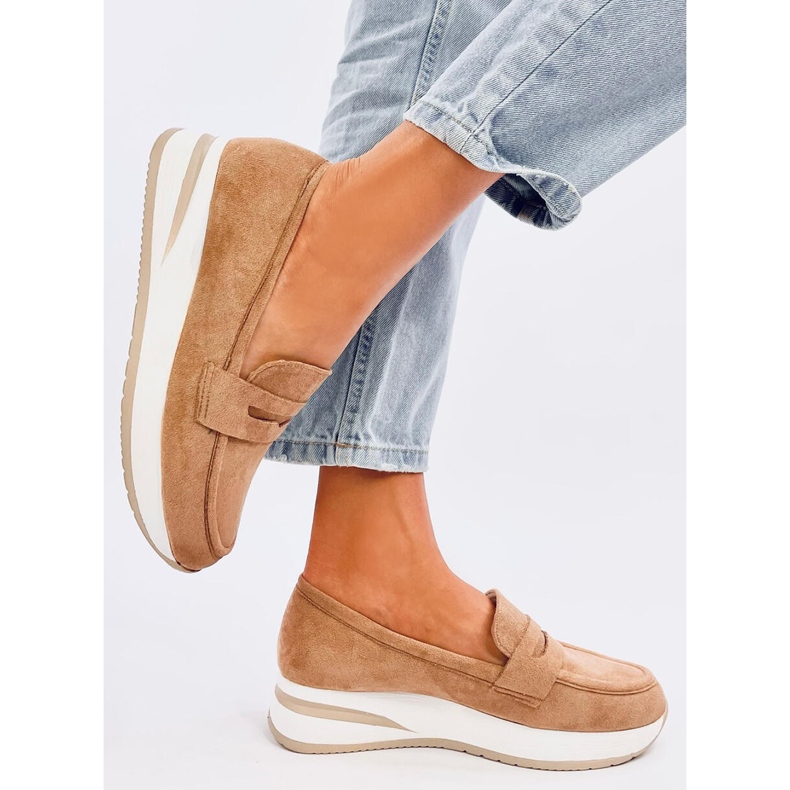 Mocasines cuña mujer camel marrón 2 Mocasines cuña mujer camel marrón 2