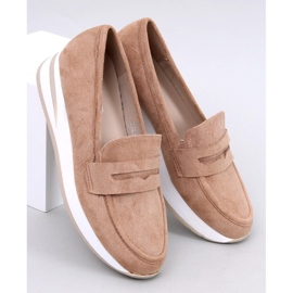 Mocasines cuña mujer camel marrón 4