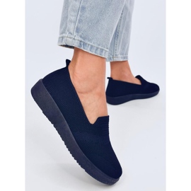 Zapatillas tipo calcetín para mujer, azul marino. 2
