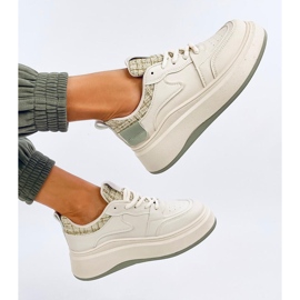 Deportivas mujer beige pastel y verde 4