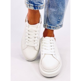 Zapatillas con plataforma blancas y doradas. blanco 2