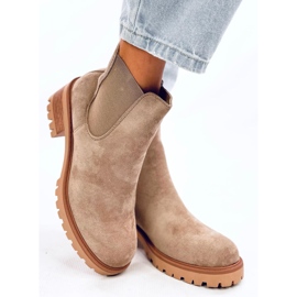 Botas Chelsea de ante caqui con tacón alto beige 3