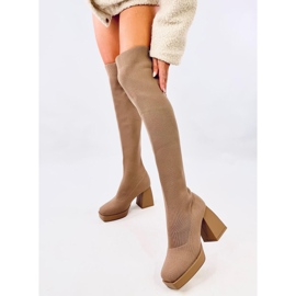 Botas calcetín tacón beige-caqui 4