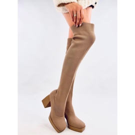 Botas calcetín tacón beige-caqui 3