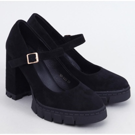 Zapatos de salón con plataforma y correa, negro 1