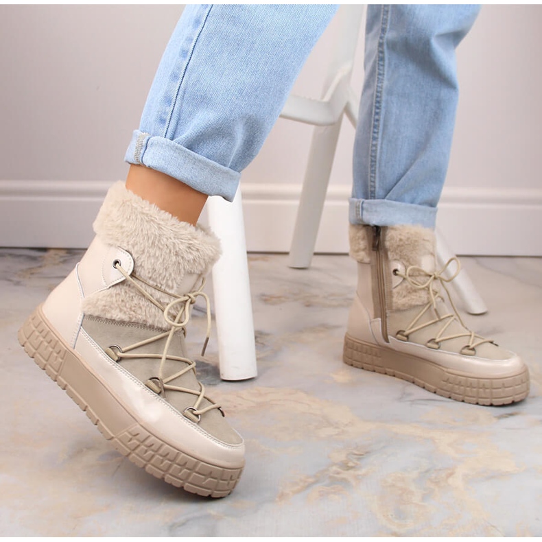 Botas de nieve de Filippo con pelaje beige barnizado 3