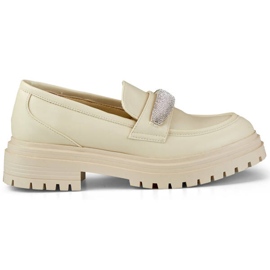 Mocasines de mujer con pedrería, beige 7961BE 4