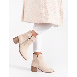Botines mujer ante tacón beige claro 3