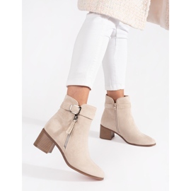 Botines mujer ante tacón beige claro 1