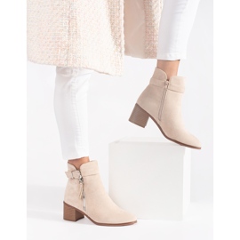 Botines mujer ante tacón beige claro 4