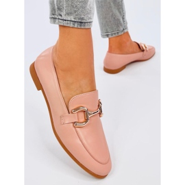 Mocasines con cadena color nude para mujer rosado 2