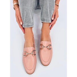 Mocasines con cadena color nude para mujer rosado 5