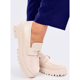 Mocasín plataforma beige con adorno 3