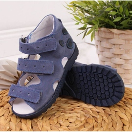 Kornecki KORORT16 Sandalias de piel azul marino 3