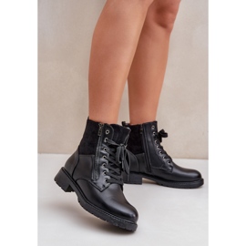 Botas aislantes de tacón plano, ecopiel, negro 2