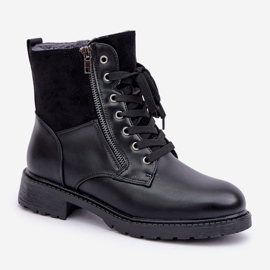 Botas aislantes de tacón plano, ecopiel, negro 4
