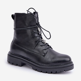 Botines aislantes con pasadores para cordones, negro 4