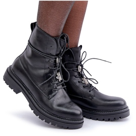 Botines aislantes con pasadores para cordones, negro 10