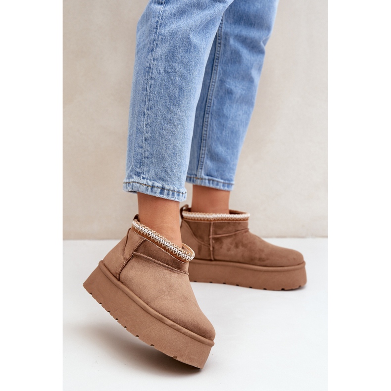 PG2 Botas de nieve con plataforma y bordado decorativo. marrón 2