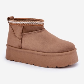 PG2 Botas de nieve con plataforma y bordado decorativo. marrón 4